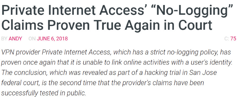 Private Internet Access court