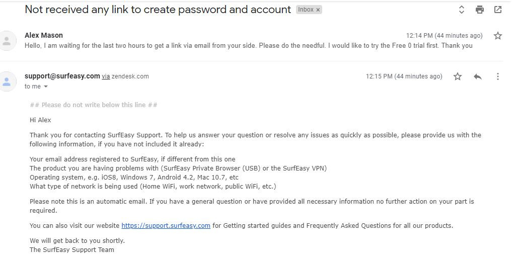 SurfEasy Email Support