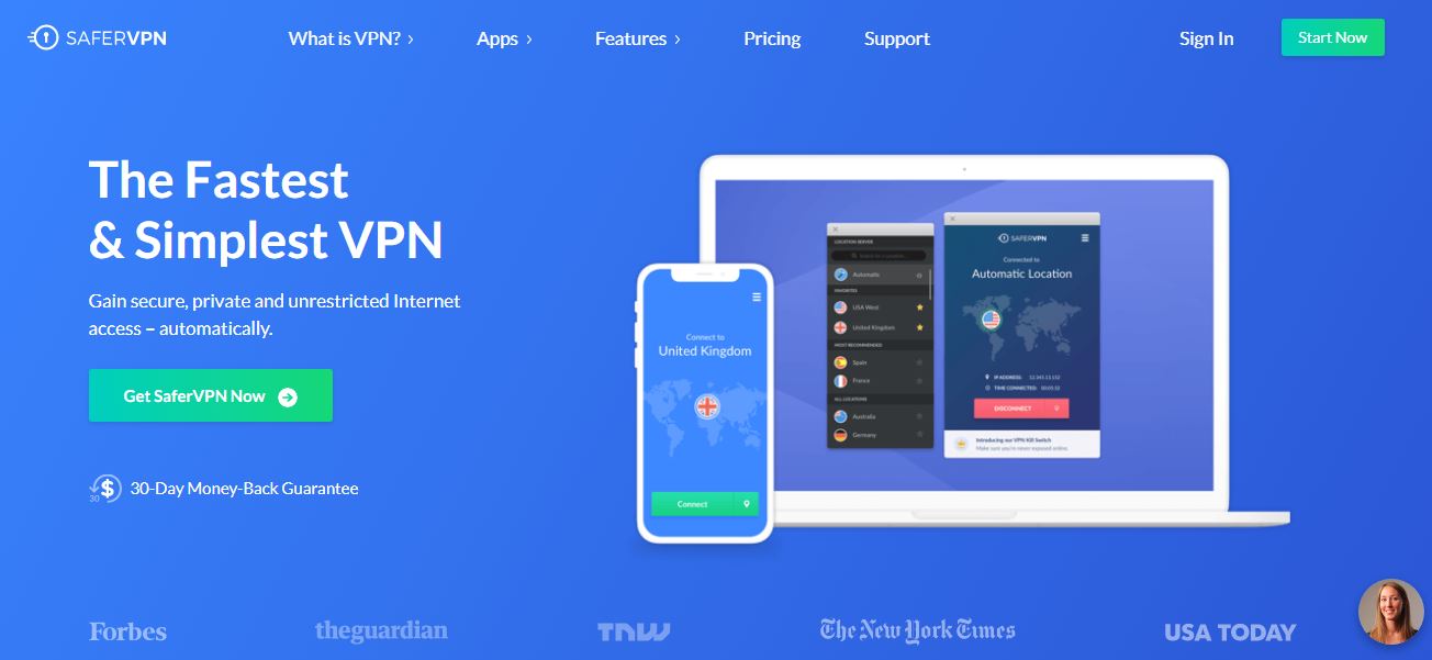 Safer VPN Main Page